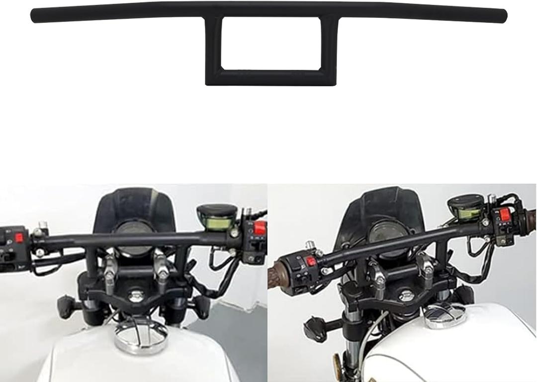 AnXin Motorcycle 7/8" Handlebar Cafe Racer Box Window Attack Style Handlebars 22MM Universal For Cruiser Bobber Custom Application, Black