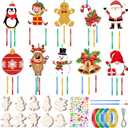 30 Sets Christmas Wind Chime Craft Kit Make You Own Wind Chime Christmas DIY Painting Colorful Wooden Arts Crafts Ornaments Gingerbread Santa Snowman Gnome for Xmas Gifts