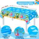 Teenyyou 148 Pcs Christmas in July Party Decor Summer Christmas Decoration Summer Party Supplies with Disposable Tablecloths Plates Cups Napkins Forks Spoons Banners for Xmas Pool Favors