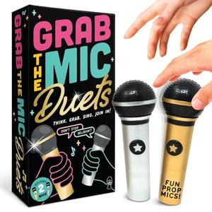 Lucky Egg Official Grab The Mic DUETS – Family Karaoke Board Game with 2 Mics, 2 Singers, Hilarious Singing & Chaos – Party Game for Adults, Families & Game Night (2–10 Players, 150 Cards, 300 Lyrics)
