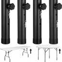 4 Pcs Adjustable Table Leg Extenders, Heavy Duty Steel Folding Table Risers Round Bar Stool Risers for Rise Height 3.6"- 5.2", fit for Straight/Bent Legs of Kitchen Desks, DIY Furniture Accessories