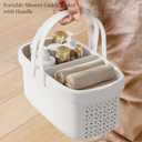 Pulseplay Plastic Shower Caddy Basket with Handle Portable Organizer Storage Basket with Drainage Holes for Bathroom College Dorm Bedroom Kitchen Gym (White)