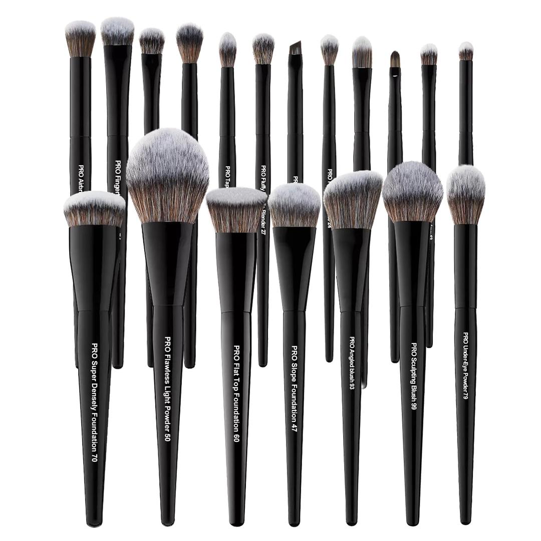 Bueart Design 19Pcs Professional Grade Labeled Makeup Brushes Set, Large Foundation Powder Contour Concealer eyeshadow Blush EyeLiner Make up Brushes, Premium Synthetic hair, Vegan Cruelty-free