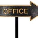 Montague Metal Products 6" x 15.5" Right Arrow Office Statement Plaque Sign with Lawn Stake - Black/Gold