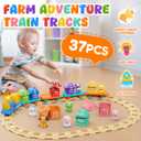 Toddler Boy Girl Toys 1-2-3, Train Set for Toddlers 2-4 with Music & Light, Toys for 1 2 3 Year Old Boy Girl, Counting Matching Sorting Montessori Learning Toy, 1 2 3 Year Old Boy Girl Birthday Gifts