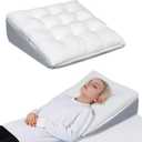 Bed Wedge Pillow for Sleep Apnea 7.5Inch Gerd Pillow Patent Dual Layer Triangle Pillow Adjustable Shredded Memory Foam Topper Soft Support Ideal for Acid Reflux, After Surgery, Snoring