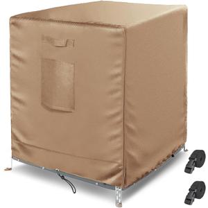 Central Air Conditioner Cover for Outside Units, AC Covers for Outside Winter With 2 Straps, Waterproof Cover Fit up to 36x36x39 inchs (BROWN)