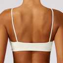Comper Women's Sports Bra with Thin Straps Stretchy Wirefree Workout Bras Lightweight Workouts Bralette with Removable Pads (White, L)