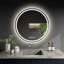 LED Bathroom Mirror 20 Inch Round Bathroom Mirror with Lights, Circle LED Mirror, Wall Mounted Lighted Bathroom with 3 Colors Brightness, Anti-Fog, Dimmable, Shatter-Proof