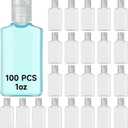 100 Pieces 1 oz Plastic Bottles Clear Travel Bottles with Flip Cap Portable Empty Hand Sanitizer Bottles, Refillable Containers for Travel Business Trip for Shower Gel, Face Creams, Body Lotions