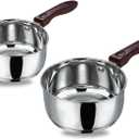 Vinod Stainless Steel Milkpan/Saucepan Set of 2-1 Litre and 1.6 Litre,Tea/Chai Pan,Riveted Sturdy Bakelite Handle,Induction and Gas Base