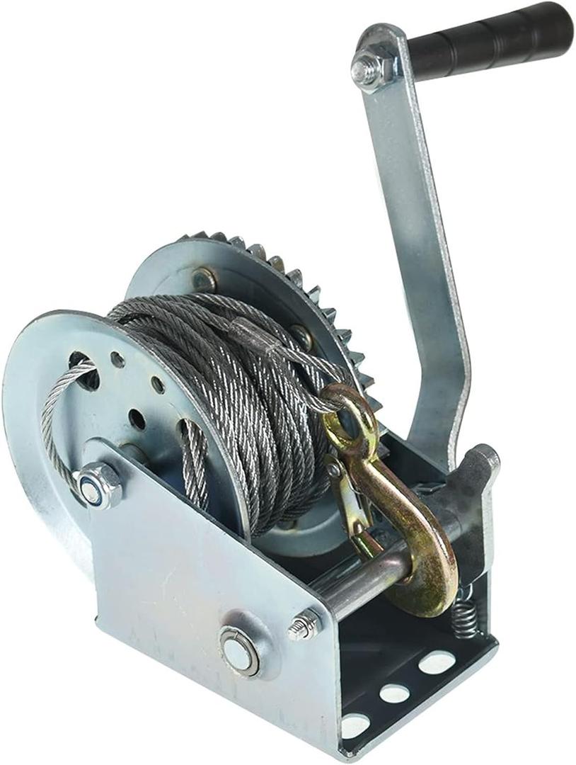 ALL-CARB 1200lbs Heavy Duty Hand Winch Boat Winch with 10m 32ft Steel Cable for Boat Trailer