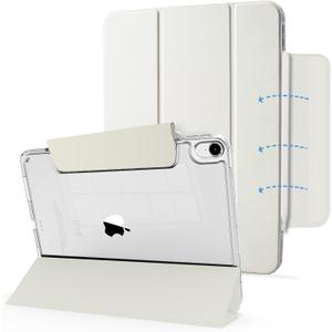 for iPad Air 11 Case 2025/2024(M3/2), iPad Air 5 Case 2022 10.9 Inches, 2020 iPad Air4th Generation 2020 Case with Pencil Holder, Transparent Clear Hard Back Shell (Creamy White)