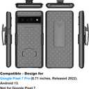Ailiber Case for Google Pixel 7 Pro, Pixel 7 Pro Phone Holster Case with Screen Protector, Swivel Belt Clip, Kickstand Holder, Slim Shockproof Shell Full Body Phone Cover for Google Pixel 7 Pro-Black