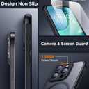 2 x SPIDERCASE Designed for iPhone 15 Pro Max Case, Magnetic Translucent [2 Tempered Glass Screen Protector] [Full Camera Protection] Anti-Fingerprint Anti-Scratch for iPhone 15 Pro Max 6.7, Black