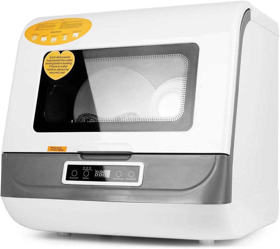 Portable Countertop Dishwasher,4 Washing Programs, Air-Dry Function and LED Light for Small Apartments, Dorms and RVs (White)