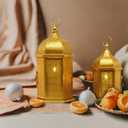 NEEDOMO Ramadan Decorations for Home, 15 & 10.8 Golden Ramadan Lanterns, Vintage Metal Moroccan Candle Lantern Decor for Tabletop, Mantel, Wall, Indoor Outdoor, EID Mubarak Gift