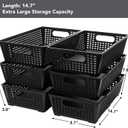 Tiawudi Stackable Woven Plastic Basket, Storage Bins for Cabinet, Closet, Shelf, Under Sink and Countertop, Pantry Organizer Bins, 6 Pack