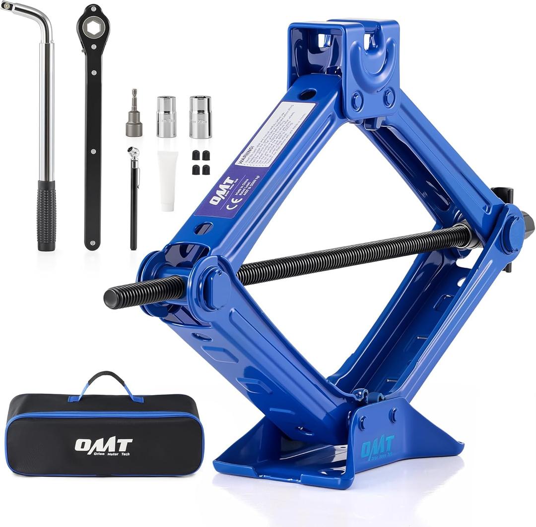 Orion Motor Tech 2 Ton Scissor Jack, 14 pc. Car Scissor Jack Kit for Sedan SUV MPV with Drill Socket Ratchet Wrench, 4409 lb. Portable Car Jack and Stand Kit for Tire Changing