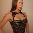 WDIRARA Women's Cut Out Lace Crop Bustier Corset Tank Top Sexy Going Out Party Club Tops (Black, M)