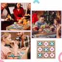 Seenelling Wooden Tic Tac Toe Game Tic Tac Toe Board Game 7 Inch Wood Board Table Top Living Room Decor Fun Family for Family Night Indoor Outdoor Party Adults Classic Travel (Pink Blue)