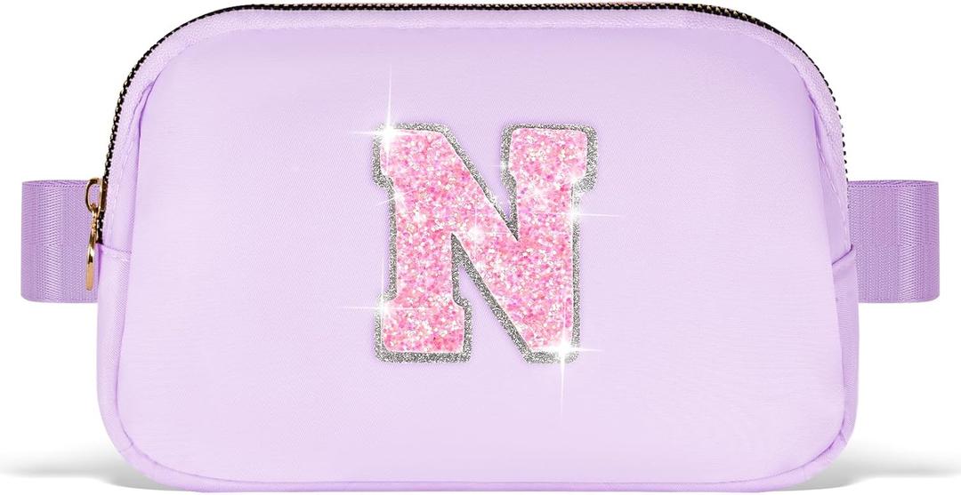 Graduation Gifts for Teens Kids Daughter Sister Her - Birthday Gifts for 3 4 5 6 7 8 9 10 11 12 13 Year Old Girls,Fanny Pack Crossbody Bag Belt Bag Cute Trendy Stuff | Lavender,Initial N