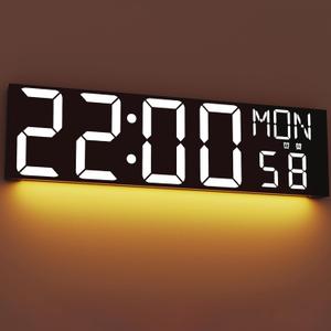 JALL 30" Large Digital Wall Mount Clock with Remote Control, Alarm, Huge Giant Big LED, Countdown, Auto DST, Temperature for Living Room Classroom Desk, Xmas, Birthday Gift, White