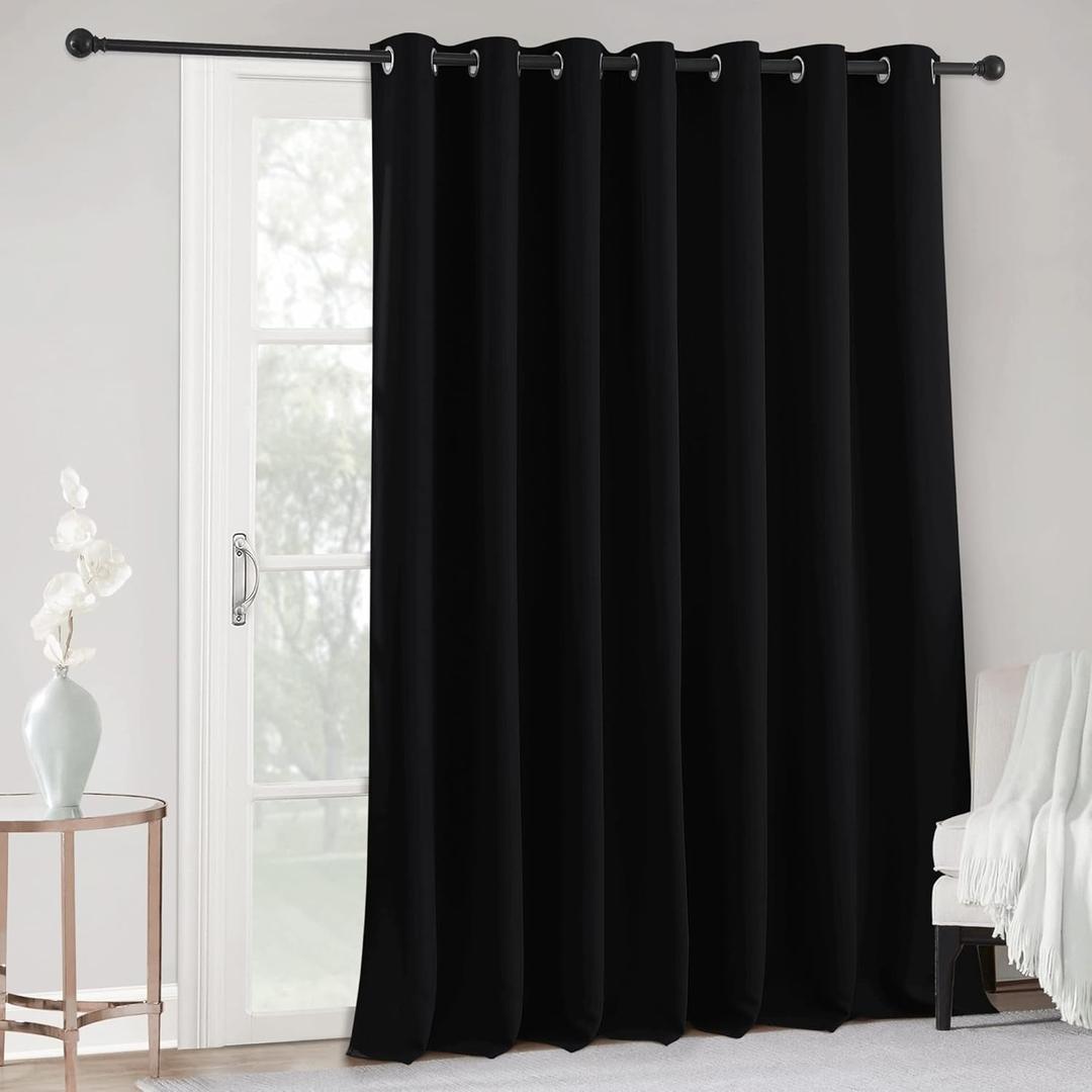 RYB HOME Extra Wide Curtains Blackout - 100% Privacy Backdrop Curtains & Drapes for Sliding Glass Door Bedroom Large Window Decor Shared Office Partition Screen, W 100 x L 84, Black