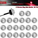 TMH (Pack of 20) 3/4 Inch Mount Clear Lens RED LED + Stainless Ring Cover Grommet Clearance Button Marker lights Side LED marker Indicator Turn Signal for trailer Truck RV Car Bus Van