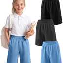 JoyMotion 3 Pack Girls' School Uniform Sweat Shorts, 13-14 Years, 3-Color