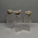 4 Pack 2 Liter/68 oz Square Glass Pitcher with Lid, Classic Stripes Water Pitchers with Handle for Fridge, Large Jug for Iced Tea, Coffee, Borosilicate Glass Carafe for Hot/Cold Brew Drink, Gold