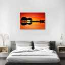 Urttiiyy Music Abstract Guitar Tree Lake Sunset Art Canvas Painting Living Room Decorating Painting Home Decor HD Printed Artwork Poster Framed Ready to Hang (36''Wx24''H, Guitar Artwork)