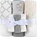 Hooded Baby Bath Towel and Washcloth 6 Piece Set for Newborns Infants & Toddlers, Boys & Girls Baby Hooded Towels (Puppies & Patterns)