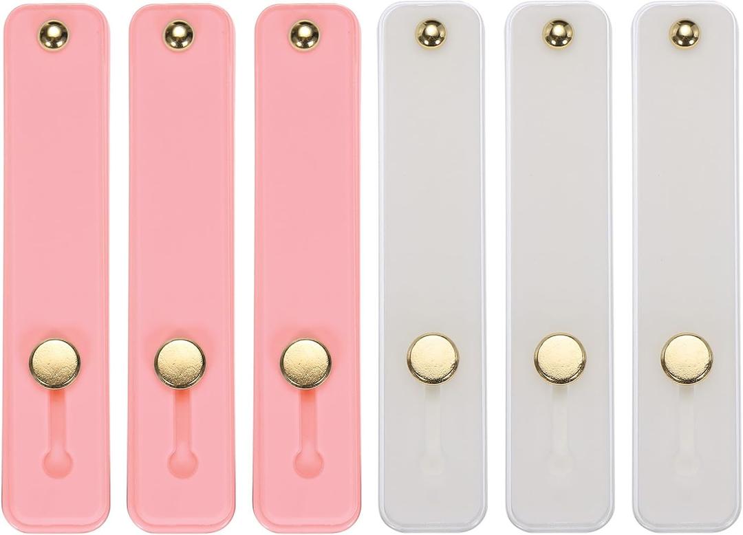 MECCANIXITY 6Pcs Phone Loop Finger Holder Silicone Phone Strap Grip Holder Cell Phone Grip Stand for Most Smartphones Dark Pink,White