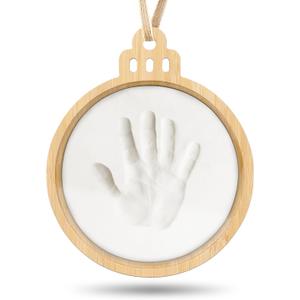 Creawoo Baby Imprint Frame Handprint Footprint Christmas Keepsake Ornament Kit, Personalized Holiday DIY Christmas Gift for New Born Baby Boys Girls Shower with Ring Tool and Display Bell Shaped Frame