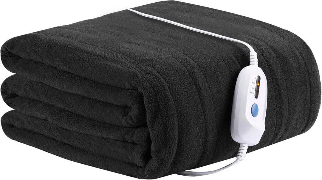 Heated Electric Blanket 72'' x 84'' Full Size Soft Heated Blanket with 4 Levels of Heat  10 Hour Auto Off, Machine Washable, Iron Grey (03-dark Grey)