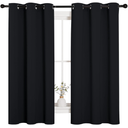 NICETOWN Pitch Black Solid Thermal Insulated Grommet Blackout Curtains/Drapes for Bedroom Window (2 Panels, 42 inches Wide by 63 inches Long, Black)