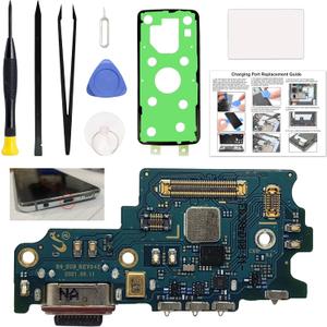 Charging Port Replacement Kit Compatible with Galaxy S21 FE US Version, Dock Board USB-C Connector Only for S21 FE SM-G990U/U1/U2/U3, SM-G990W/W2/W3, with Instruction Manual, Toolkit