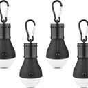 LED Camping Tent Lantern, Portable Outdoor Waterproof Emergency Light Bulb, Battery Powered with Clip Hook, Super Bright, for Hiking, PartyCamping, Fishing, Power Failure (4 Packs, Black )