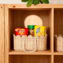 Set of 2 Scalloped Basket, Wicker Storage Baskets, Hand Woven Baskets for Shelves,Natural Baskets for Organizing (Rattan(Ellipse-16"L x 10"W x 7"H))