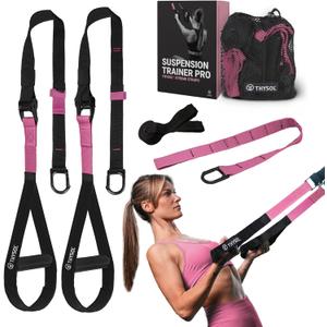 THYSOL Resistance Trainer Pro Xtreme Straps Army | Sling Trainer Set with Adjustable Door Anchor | Fitness Home Workouts - Suitable for Travelling & for Training Indoor & Outdoor (Pink)