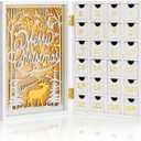 Wooden White Advent Calendar with Drawers, Reusable Advent Calendar with Lights, Empty Boxes to Fill, Decorative Fold Out Wood Calendar for Kids Christmas Decorative 24 Empty Boxes to Fill