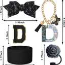 2 x 8PCS Cup Accessories Set for Stanley Cup 30oz 40oz tumbler with handle,Including Silicone Straw Topper Cover Cap and Boot,Spill Proof Stopper,Handle Charm,Initials Sticker (Black rose D)