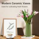 Saga Green Ceramic Vase, GUKJOB Small Cute Flower Vase for Pampas Grass, Home, Living Room, Dining Table, Farmhouse, Office Decor, Bedroom, Table, and Kitchen Shelf (Saga Green)