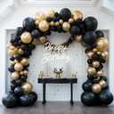 155pcs Black Gold Balloon Garland Arch Kit, Black and Gold Latex Balloons for Graduation Birthday Party Decorations