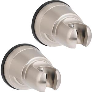 2 Pack Vacuum Suction Cup Shower Head Holder, Removable Shower Head Bracket, Height Adjustable Wall Mount ABS Plastic Suction Holder for Handheld Showerhead, Brushed Nickel