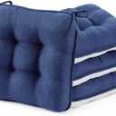 BETU Chair Cushions for Dining Chairs Set of 4, 3.5" Thick Kitchen Table Chair Pads with Ties, Non Slip Backing and Covers, Seat Cushion for Dining Room, Bar, Patio Chairs, 16"X16"X3.5", Navy Blue