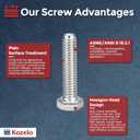 20Pcs Hex Head Screw Nut Washer Kit-1/2-13x4-1/2 304 SS | Hex Tap Bolt Assortment Fully Threaded Hexagon Head Machine Bolts Right Hand, Silver Tone