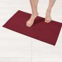 American Soft Linen Bath Rug, 17 in 24 in 100% Cotton Bath Mats Rugs for Bathroom, Slip Reducer Washable Shaggy Form Area Rugs, Burgundy Red Bath Rug