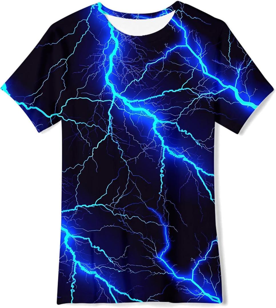 uideazone Boys Girls 3D Graphic Printed T-Shirt Crewneck Short Sleeve Tees 6-14 Years (9-12 Years)